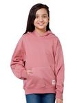 Alan Jones Clothing Cotton Blend Hooded Neck Loose Solid Oversized Girls Hoodies (Rouge_11-12 Years)