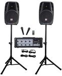 Rockville RPG2X12 Package PA System Mixer/Amp+12" Speakers+Stands+Mics+Bluetooth, 12'