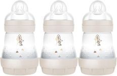 MAM Easy Start Self Sterilising Anti-Colic Baby Bottle 3 Pack (3 x160 ml) with Slow Flow MAM Teats Size 1, Newborn Essentials, Beige (Designs May Vary)