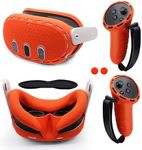 IFOYO 5 in 1 Silicone Accessories, VR Protective Case Set for Meta Quest 3, Controller Grip Cover, VR Shell Cover, Face Cover, Protective Lens Cover for Oculus Quest 3 (Orange)