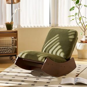 MFFM Comfortable Glider Rocking Chair, Upholstery Glider Chair, Solid Wood Frame, Perfect for Multiple Settings Accent Reading Chair for Bedroom,Living Room,Nursery (Green)