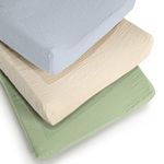 Muslin Changing Pad Cover Unisex, Solid Color Muslin Baby Changing Mats for Boys & Girls, 100% Cotton 3-Pack Breathable and Skin-Friendly Changing Table Covers, Large