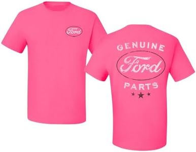 Wild Bobby Genuine Ford Parts Vintage Distressed Cars and Trucks Mens Graphic Tees Front and Back T Shirt Printed Graphic Tees for Men, Neon Pink, 5X-Large