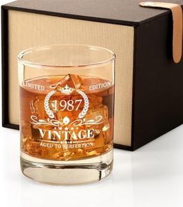 Triwol 1987 37th Birthday Gifts for Men, Vintage Whiskey Glass 37 Birthday Gifts for Dad, Son, Husband, Brother, Funny 37th Birthday Gift Present Ideas for Him, 37 Year Old Bday Party Decoration