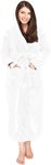 NY Threads Women's Fleece Hooded Bathrobe Plush Long Robe (Medium, White)