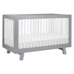 Babyletto Hudson 3-in-1 Convertible Crib with Toddler Bed Conversion Kit, Grey / White