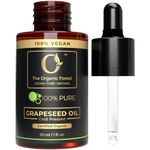 USDA Organic Grapeseed Oil - 100% Pure, Cold-Pressed, Non-GMO - Ideal Massage Oil, Face Oil, Hair Care, Skin Moisturizer - Best Grape Seed Oil for Skin & Hair - 1 Fl oz