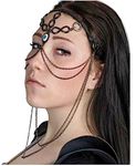 L'VOW Headwear Metal Tassels Veil Cyborg Face Chain Mask Rock Party Rave Outfit Headdress Jewelry for Women and Men, One Size, Metal