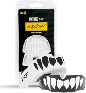 2 Pack Nxtrnd Rush Mouth Guard Sports – Professional Mouthguards for Boxing, Football, MMA, Wrestling, Lacrosse, & All Sports, Fits Adult and Youth 11+, Mouth Guard Case Included (Black & White Fangs)