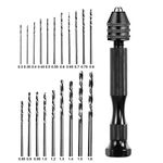 Pin Vise - Maxesla Precision Pin Vise Hand Drill with Twist Bits Set of 20, Professional Quality Swivel Head Pin Vise for Delicate Manual Work, Electronic Assembling and Model Making, Drilling Holes