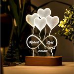 Artistic Gifts Wood 3D Illusion Personalized Led Table Lamp For Couples|Customized Name Night Lamp For Wedding Marriage Anniversary|Return Couple Gift For Friend,Parents,Wife,Husband. Design 3,Brown