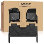 LASFIT Floor Mats for Ford F-150 2015-2025 2026 | F150 Lightning 2022-2026 SuperCrew (Rear w/Fold Flat Storage) Carpet Floor All Weather Car Liners TPE Truck Mats - 1st and 2nd Row, 3pcs Black