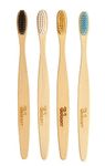 BELSORR All Natural Bamboo Manual Toothbrush Soft With Tongue Cleaner And Bees Wax Coating Adult(Pack Of Four)