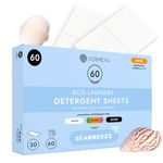 Cosmeau Travel Wash Laundry Sheets Ocean Breeze - up to 60 Washes (30 Sheets) - Eco Laundry Detergent Sheets - for Whites, Colours & Blacks - Biodegradable - for Machine Wash & Hand Wash