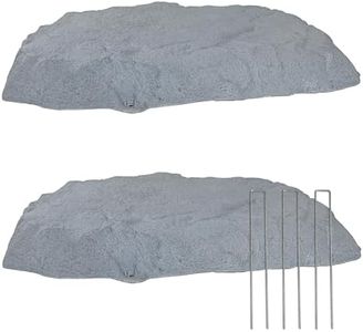 Sunnydaze Flat Faux Landscape Rock Cover - Lightweight Polyresin Artificial Stone Septic Cover - Gray - 3.5" H - Set of 2