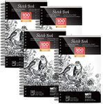 Sketch Book, AGPtEK Sketch Book Set 4 Packs 400 Sheets 5.5 * 8.8 inches (68lb/100gsm) Spiral Bound Professional Sketch Book Set, Ideal for Pens, Pencils, Pastels, Charcoal, Graphite and Crayon