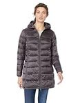 Amazon Essentials Women's Lightweight Water-Resistant Hooded Puffer Coat (Available in Plus Sizes), Charcoal Heather, L