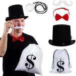 Tigerdoe Rich Uncle Costume Accessories - Board Game Costume - Costume Money Bags - Rich Man Top Hat - 5 Pc