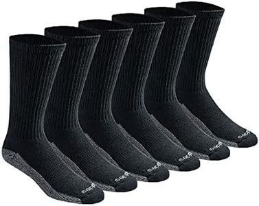 Dickies Men's Dri-Tech Original Moisture Control Crew Socks, Available in M-XXL (6, 12, 18, Black (6 Pairs), Large