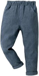 Floerns Boy's Casual Elastic Waist Tapered Trousers Long Corduroy Pants Blue 8 Years