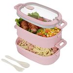 hombrima Lunch Box, Kids Bento Boxes Container with 2-Layer 3-Compartment Cultery Sets for Children Adult Work School, Suitable for Microwave Dishwasher