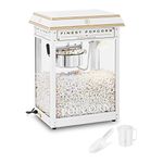 Royal Catering Popcorn Machine Popcorn Maker Popcorn Popper Retro White & Gold 5-6kg/h 1600W RCPS-WG1 (Stainless Steel, Tempered Glass, Aluminium, Teflon, 16 L/h, Crumb Drawer)