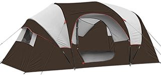 HIKERGARDEN 10 Person Camping Tent - Portable Easy Set Up Family Tent for Camp, Windproof Fabric Cabin Tent Outdoor for Hiking, Backpacking, Traveling (Brown)