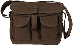 Rothco Canvas Utility Shoulder Bag – Vintage Crossbody Bag for Men – Heavyweight Cotton Canvas – 10" x 8" x 7" - Brown