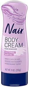 Nair Hair Removal Body Cream with Softening Baby Oil, Leg and Body Hair Remover, 3 Pack