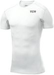 TCA Boys' HyperFusion Compression Base Layer Top Short Sleeve Under Shirt - White, 8-10 Years (Boys Medium)