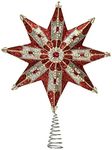 Kurt S. Adler Kurt Adler 16.5-Inch 8-Point Ruby and Platinum Star Treetop, red, silver