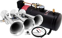 Vixen Horns Train Horn Kit for Trucks/Car/Semi. Complete Onboard System- 150psi Air Compressor, 1 Gallon Tank, 3 Trumpets. Super Loud dB. Fits Vehicles Like Pickup/Jeep/RV/SUV 12v VXO8210/3118