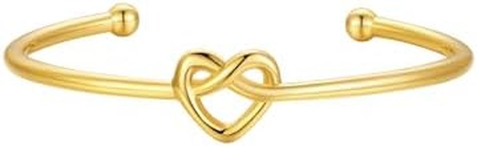 Gold Bracelets for Women Bangle,14K Gold Plated Heart Love Knot Bracelet,Dainty Forever Bangle Bracelet for Mother Wife Bridesmaid