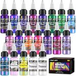 HOMY ARTY Iridescent Airbrush Paint - 18 Colors with 2 Thinner, Ready to Spray Iridescent Airbrush Paint Set, Water-Based Acrylic Air Brush Paints for Plastic Models, Canvas, Wood - 20 Bottles