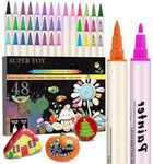 SUPER TOY 48 Water Color Dual Tip Brush Markers Sketch Pens Set for Kids Adult Coloring Drawing Planner Art Craft Supplies Twin Tip Markers Set Educational School Supplies