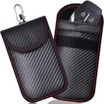 Carbon Fiber Faraday, (Meduim Size) Key Fob Protector Car key RFID Signal Blocking Pocket Size Pouch with Hook Securing Keyring, Waterproof, Anti-Theft Remote Keyless Entry Protection.