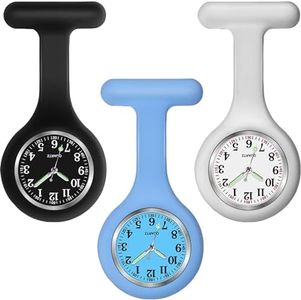 H HOME-MART 3 Pack Glow Pointer In Dark Nurse Watch Brooch with 3 Colours,Silicone with Pin/Clip, Infection Control Design, Health Care Nurse Doctor Paramedic Medical Brooch Fob Watch