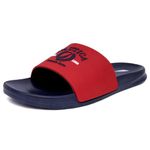 Nautica Men's Open Toe Slide Sandals - Comfortable Indoor & Outdoor Shower Slippers, Red Navy Porter, 12