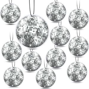 Leelosp 12 Pieces Disco Ball Hanging Car Air Fresheners Scented Hanging Car Odor Eliminator Automotive Freshener for Car Rearview Mirror Disco Ball Ornaments Accessories with Long Lasting Ocean Scent