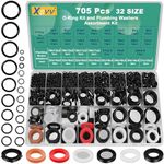 XBVV 32 Size 705 Pcs Plumbing Washers and O-Ring Kit 2-in-1 Rubber Gasket Assortment Kit for Faucet Spigot Garden Hose Pressure Washer Plumbing Repair