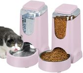 2 Pack Automatic Cat Feeder and Stainless Steel Water Dispenser, Gravity Dog Waterer Set Food Feeder and Waterer Set for Small Medium Kitten Puppy Pets(1 Gallon x 2, Violet)