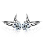 Crystalline Azuria Angel Wings Stud Earrings with White Crystals 18K White Gold Plated for Women