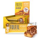 FULFIL Vitamin and Protein Bars, Chocolate Peanut & Caramel Flavour, Up to 20g High Protein Snacks, 9 Vitamins, Low Sugar FULFIL Protein Bars, 15 x 55 g