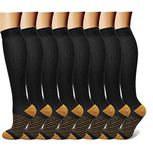 Compression Socks for Women Men 8 Pairs, 15-20mmHg Compression Stockings for Running Nursing Travel Medical Pregnancy Flight