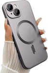 DIZORO Magnetic Case for iPhone 13 / iPhone 14 Cover [Compatible with MagSafe][Built-in Camera Lens Protector] Slim Soft Silicone Bumper Shockproof Metallic Luster Back Cover Phone Cases (Grey)