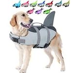 EMUST Dog Life Vest, Dog Life Jacket for Small, Middle, Large Dogs with Rescue Handle Flotation Vest Safety Lifesaver for Swimming Pool Beach Boating, (S,Grey)