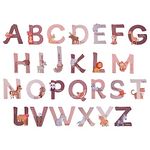 Animal Alphabet Wall Decals, Bohemian 26 Letters Wall Decals Adhesive ABC Wall Sticker Cute Large Alphabet Wall Decals for Kids Toddler Nursery Home School