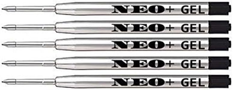 Recharges de stylo à bille en gel, recharges de longue durée. Pointe fine 0.5 mm. Il est compatible avec les stylos à bille Parker. Recharge de style G2 fabriquée en Allemagne (5 x ENCRE NOIRE GEL)