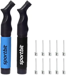 SPORTBIT Two Pack Ball Pumps with 5 Needles - Push & Pull Inflating System, Great for All Exercise Balls - Volleyball Pump, Basketball Inflator, Football & Soccer Ball Air Pump - Goes with Needles Set