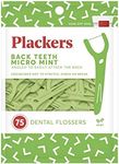 Plackers Back Teeth Micro Dental Flossers, Delicious Mint Flavor, Provides Easy Access for Back Teeth, Built-in Protected Pick, Easy Storage, 75 Count (Pack of 1)